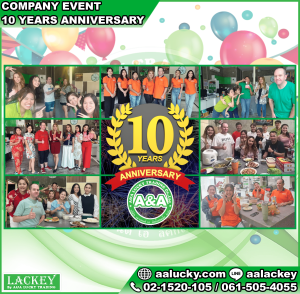 10 YEARS ANNIVERSARY A&A LUCKY TRADING CO.,LTD.